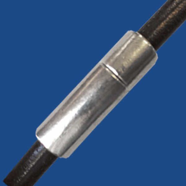 Silver plated tube shaped magnetic clasp for 6 mm round leather