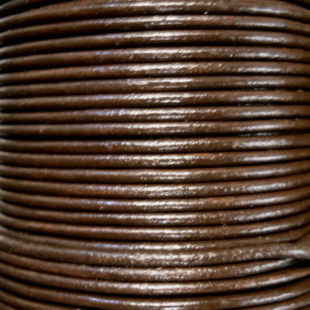 Brown 2 mm plain round leather