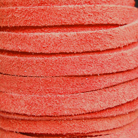 5 mm coral red flat suede leather