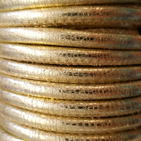metallic gold 6 mm plain round leather
