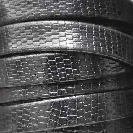 metallic gray 10 mm flat greco leather