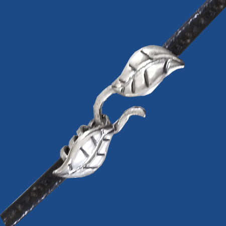 2 mm leaf design sterling silver crimp end set