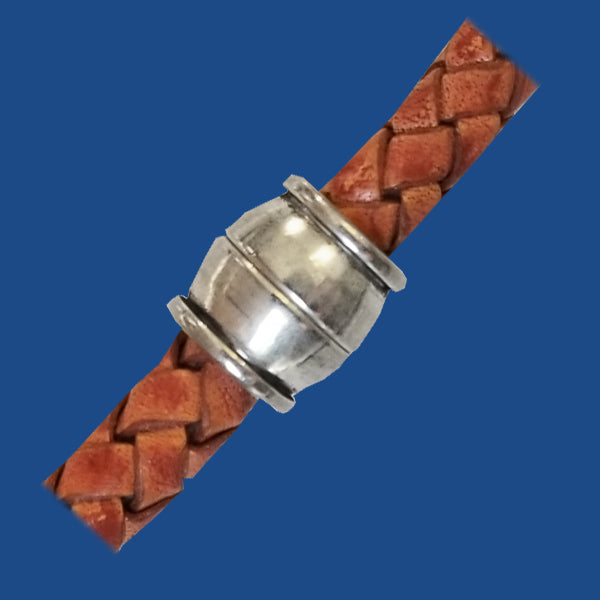 Silver plated compact barrel clasp magnetic clasp for 6 mm round leather