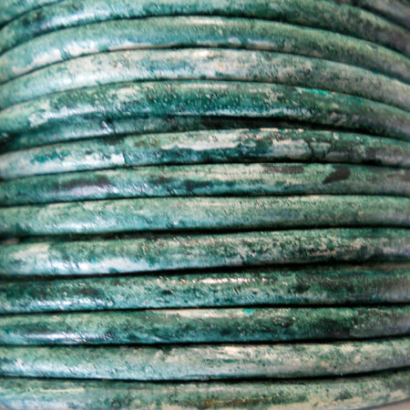 sea green 3 mm plain round leather