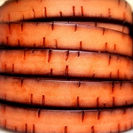 10 mm flat burnt orange bark leather