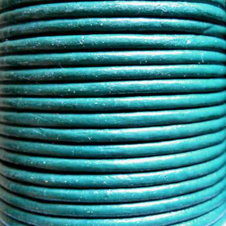 turquoise 3 mm plain round leather