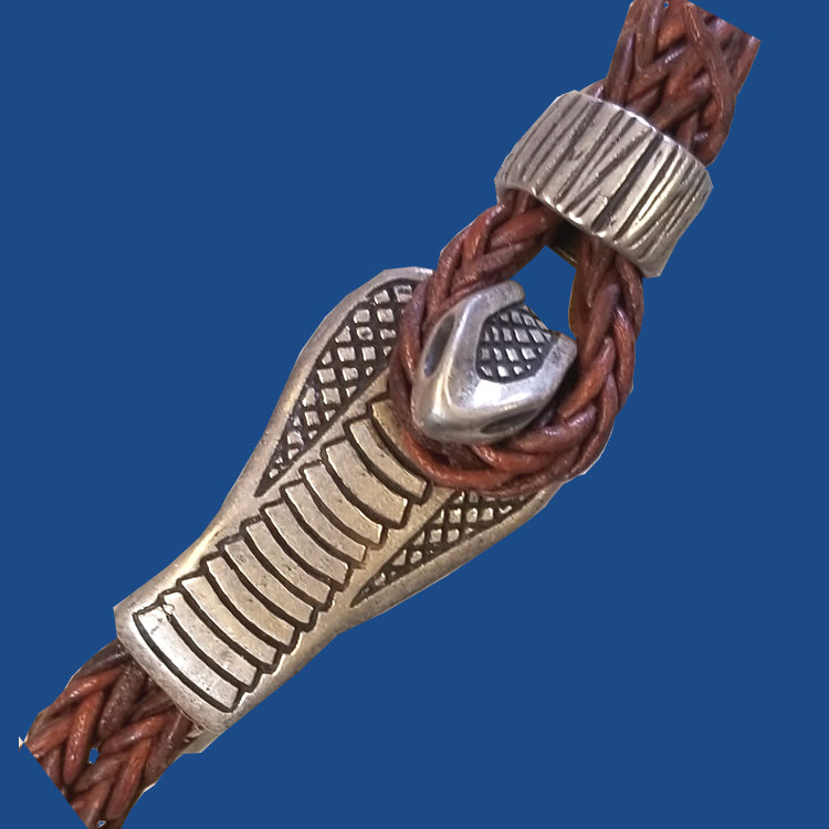 Silver plated cobra head clasp for 5 mm round leather