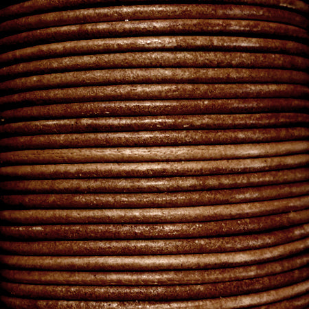Vintage Brown 2 mm plain round leather
