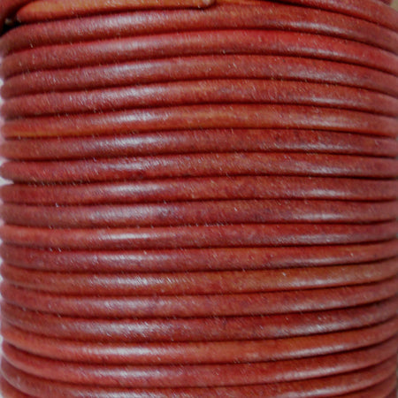 vintage red 3 mm plain round leather