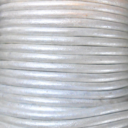 white 3 mm plain round leather