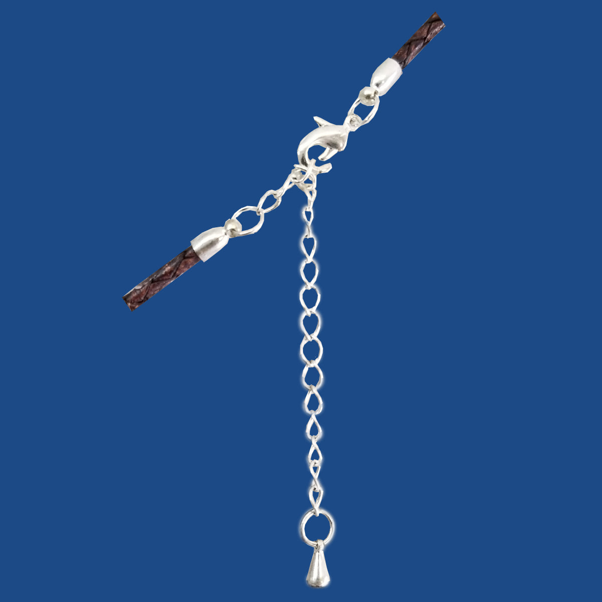 Silver plated adjustable clasp and end cap set for 2 mm round cord