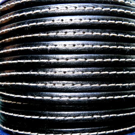 5 mm black flat stitched leather