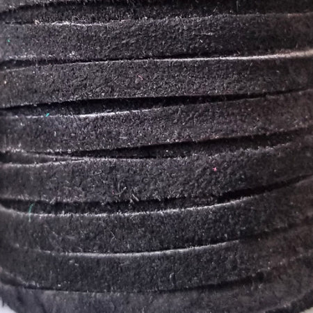 5 mm black flat suede leather