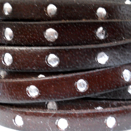 5 mm flat brown leather with silver dots