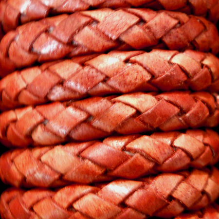 cognac 6 mm round braided leather