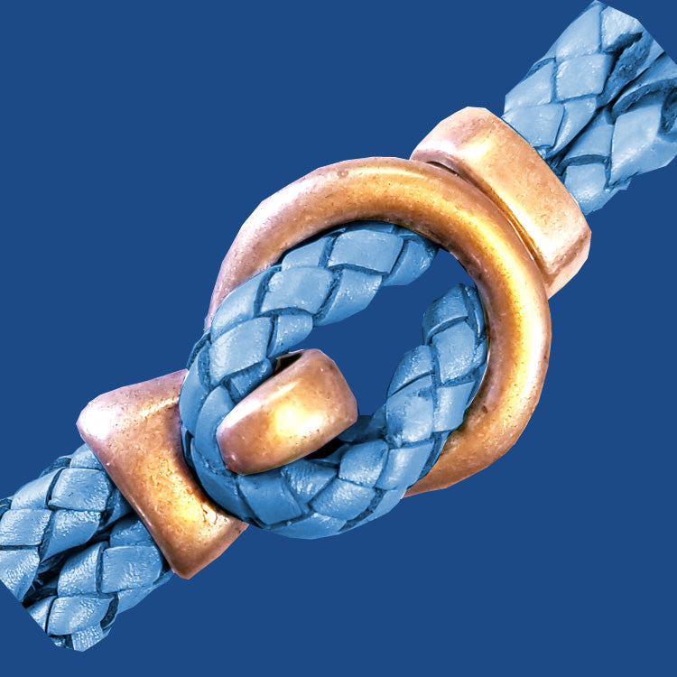 Antique copper plated hook and loop clasp for 5 mm round leather