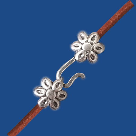 2 mm flower design sterling silver crimp end set