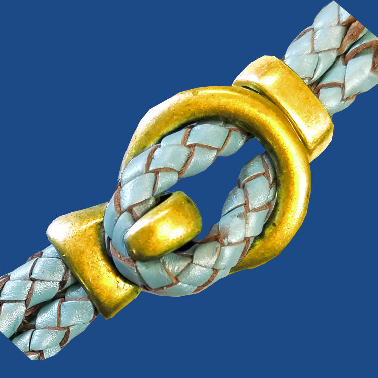 Matt gold plated hook and loop clasp for 5 mm round leather