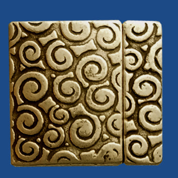 Antiqued brass plated wave pattern 20 mm Magnetic Clasp
