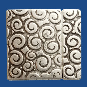 Antiqued silver plated wave pattern 20 mm Magnetic Clasp
