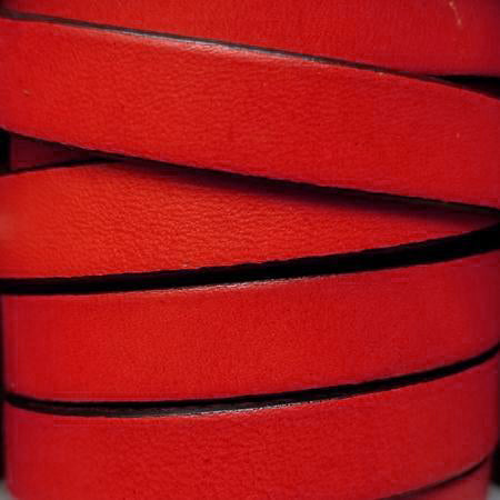 Red 10 mm flat plain leather