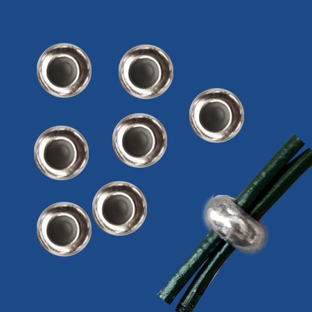 Silver plated Silicone Stopper Bead for 2 mm Round Leather Cord (Pack of 20 pcs)