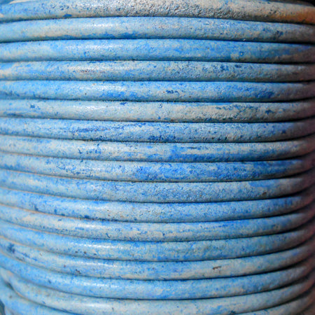 sky blue 3 mm plain round leather