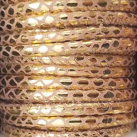 gold 5 mm round snake pattern Nappa leather