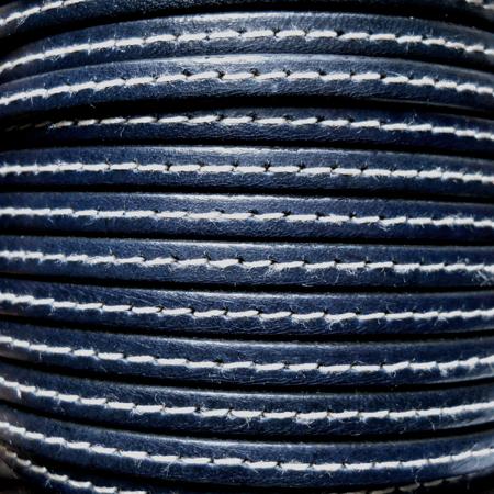 5 mm dark blue flat stitched leather