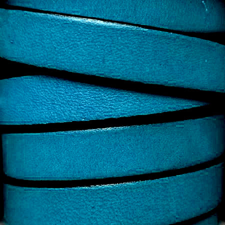 turquoise 10 mm flat plain leather